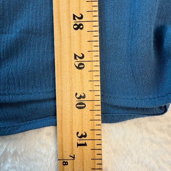 Torrid Crinkle Gauze Peasant Top Blouse Size 3X Blue Long Sleeve Button Front Up - Picture 6 of 7